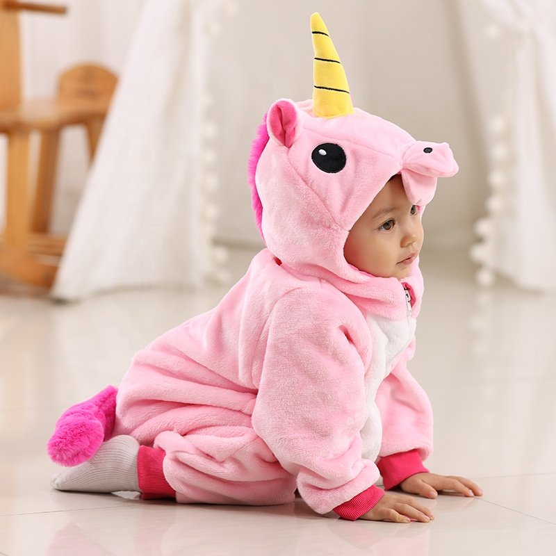 Kids Hooded Jumpsuit Baby Rompers Cartoon Toddler Panda Dinosaur Cow Children Onesie