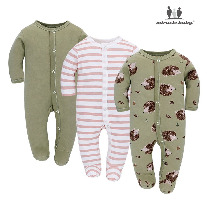 Wholesale Newborn Baby Rompers 100% Cotton Baby onesies Kids pajamas Toddler Girl Clothing Soft 3 Pack Set Baby Clothes