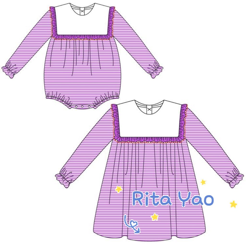 Wholesale Christmas little girl dress red striped cotton ruffle bib collar holiday dress matching newborn baby bubble romper2025