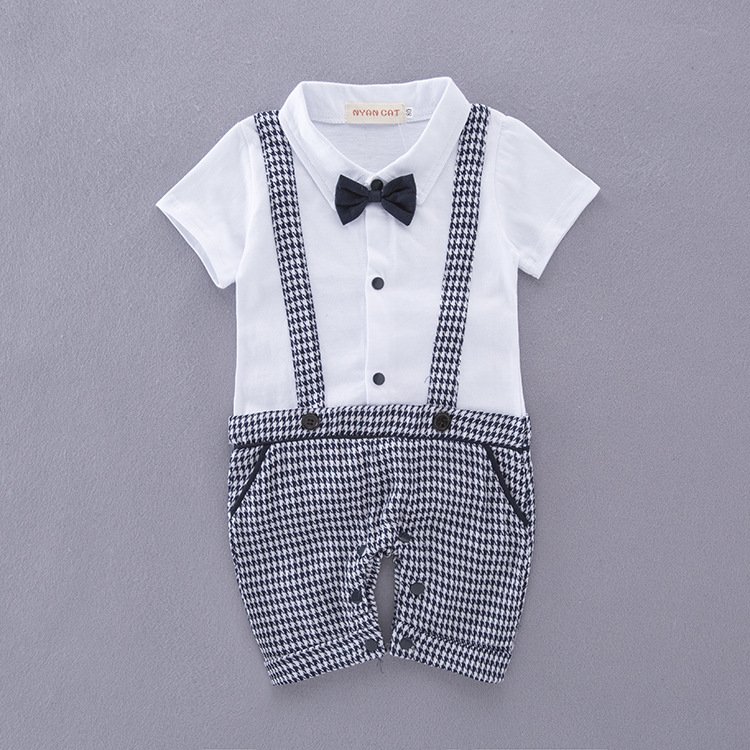 China Website Baby Boy Gentleman Kid Wear Baby Romper With Bow Tie