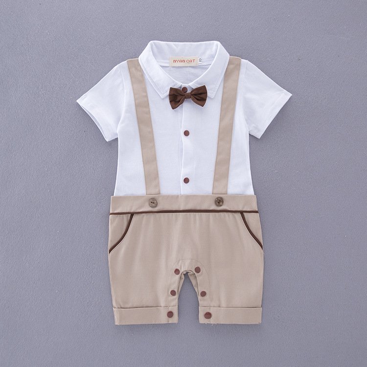 China Website Baby Boy Gentleman Kid Wear Baby Romper With Bow Tie