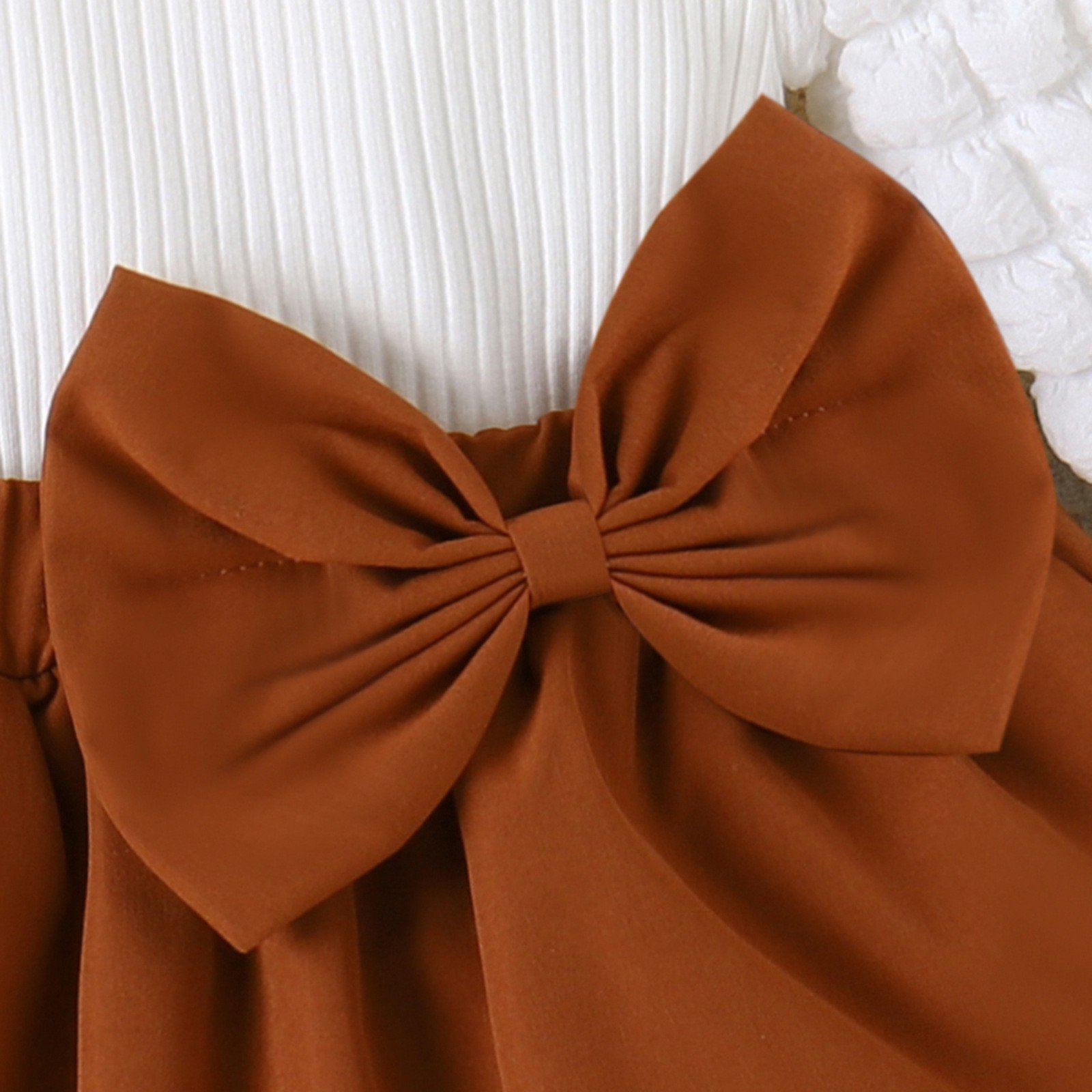 Sunny Baby Girls 0-2T Autumn And Winter Puffed Sleeve Top + Solid Color Bow Irregular Skirt 2 Pieces Set Baby Girl Set Clothes