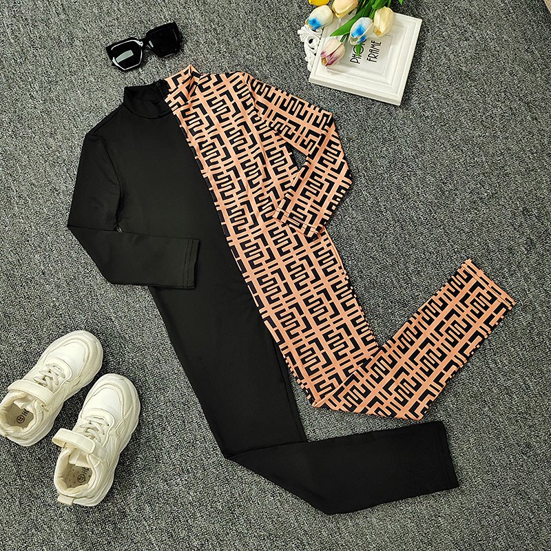 Luxury Printed Baby Toddler Clothing Sets Long Sleeve Rompers Casual Unique Patchwork Spandex Rompers Pant Girl's Clothing