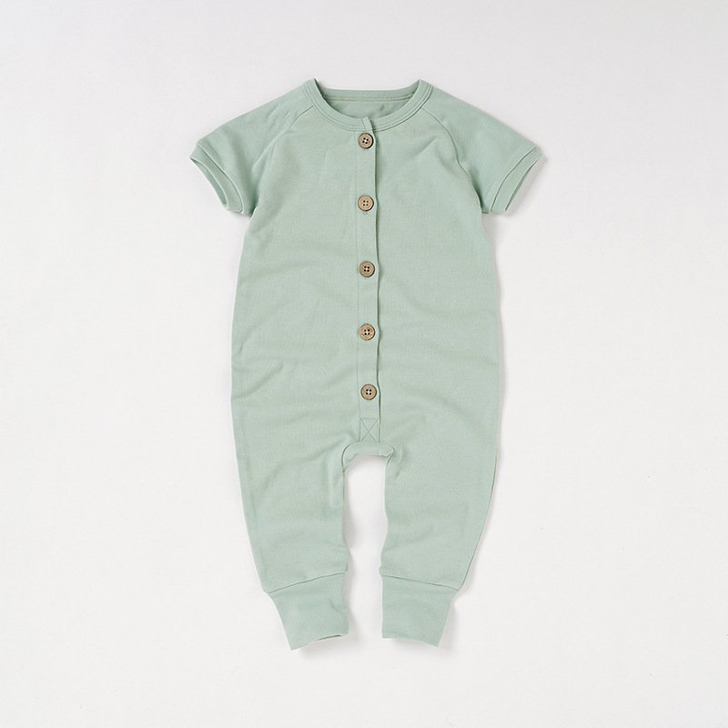 OEM baby onesie Solid Colors Button Romper Summer Baby Clothing Gender Neutral Baby Romper