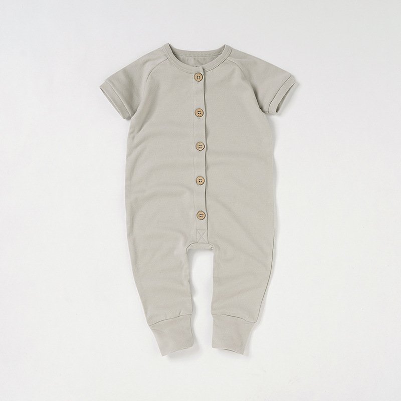 OEM baby onesie Solid Colors Button Romper Summer Baby Clothing Gender Neutral Baby Romper