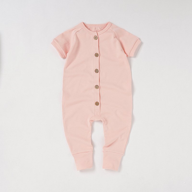 OEM baby onesie Solid Colors Button Romper Summer Baby Clothing Gender Neutral Baby Romper