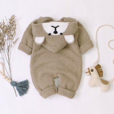 Autumn and Winter Brown Bear Sweater Baby Jumpsuit Children Knitted Romper