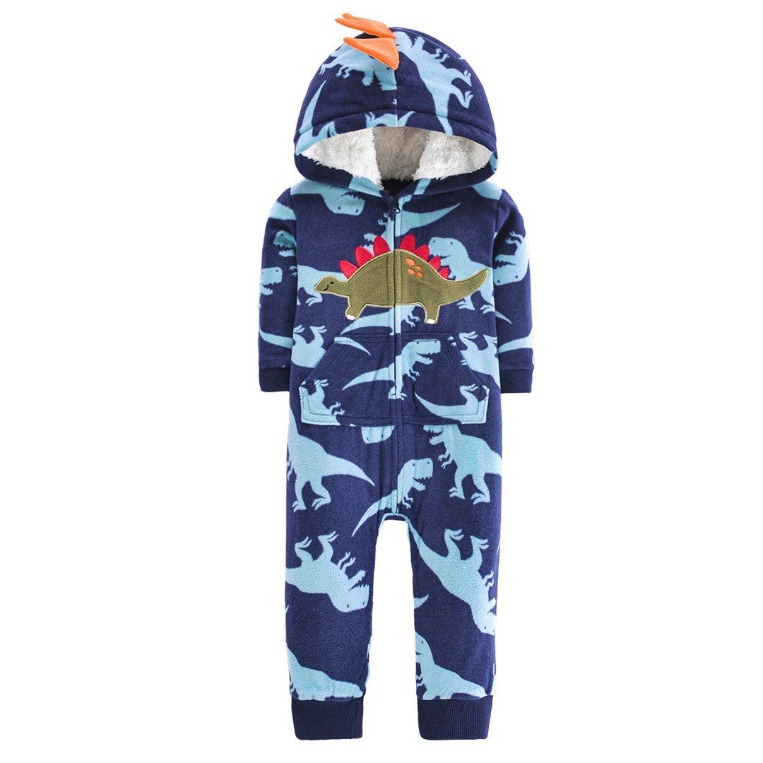 Baby Autumn And Winter Fleece Hooded Long-Sleeved Crawling Suit Baby Cute Warm Onesie