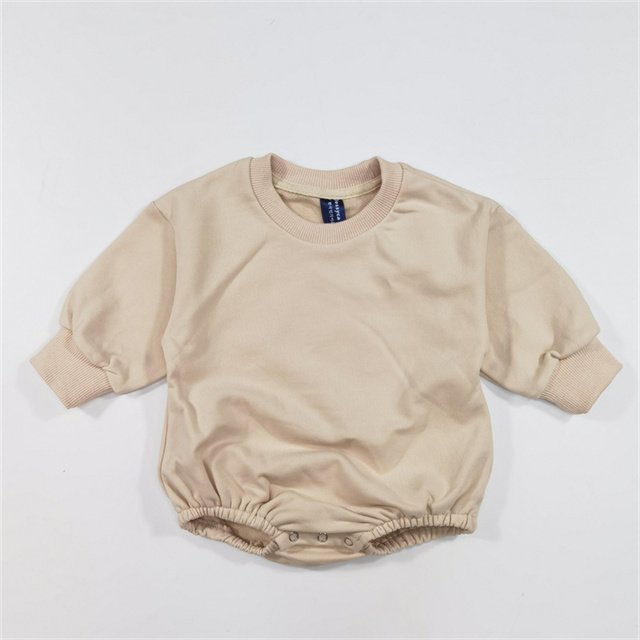 1 Pcs Custom Label Spring Autumn Newborn Infant Toddler Boys Girls Clothes Cotton Baby Oversized Sweatshirt Romper