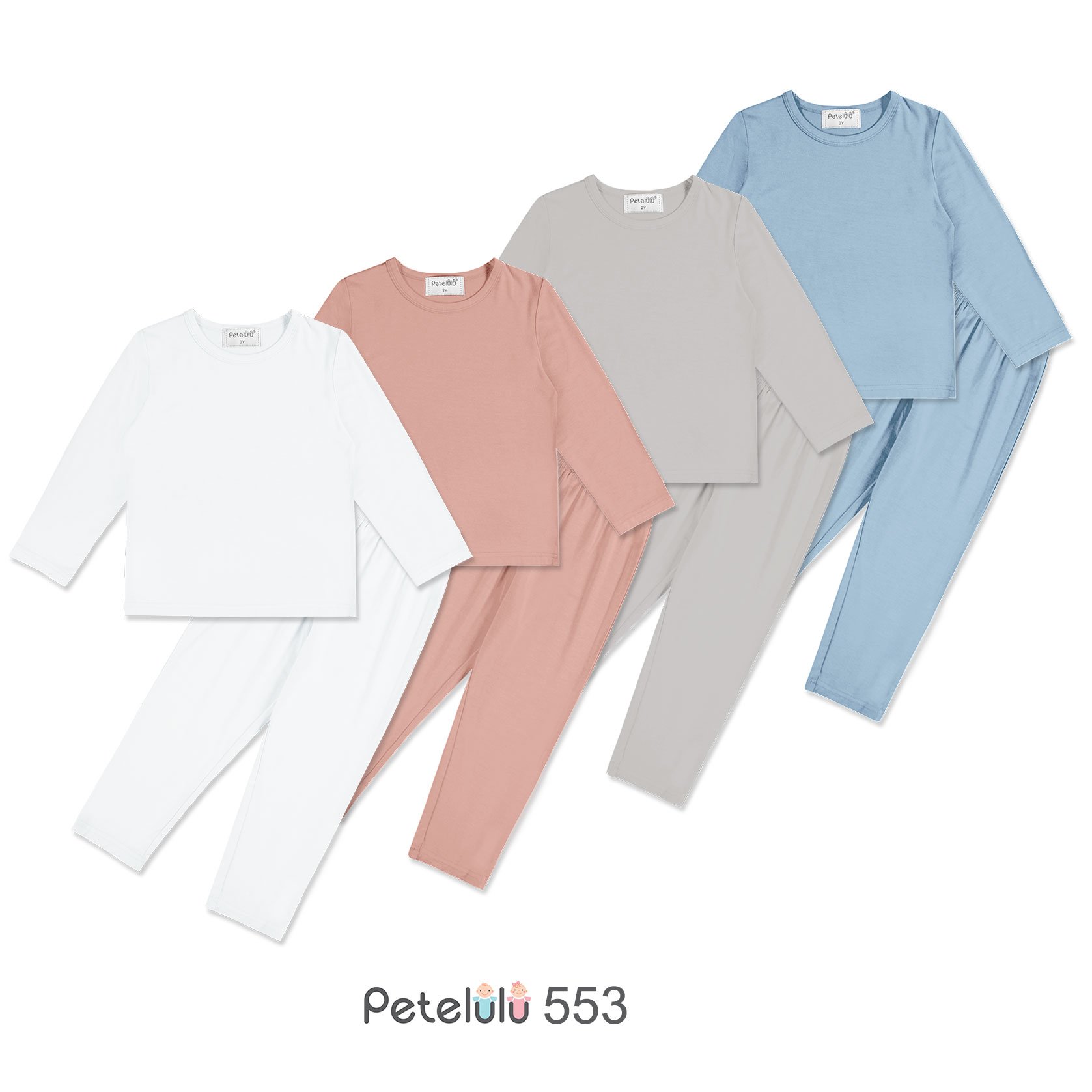 High Quality Solid Color Bamboo Fabric Clothing Set Wholesale Set of Clothing Home Casual kids bamboo cotton long sleeve pajama