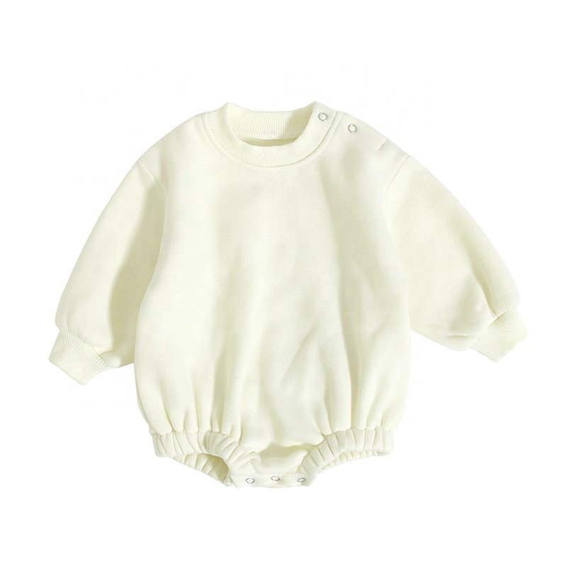 High quality oversized baby rompers french terry fleece overalls for kids o-neck baby jumpsuit