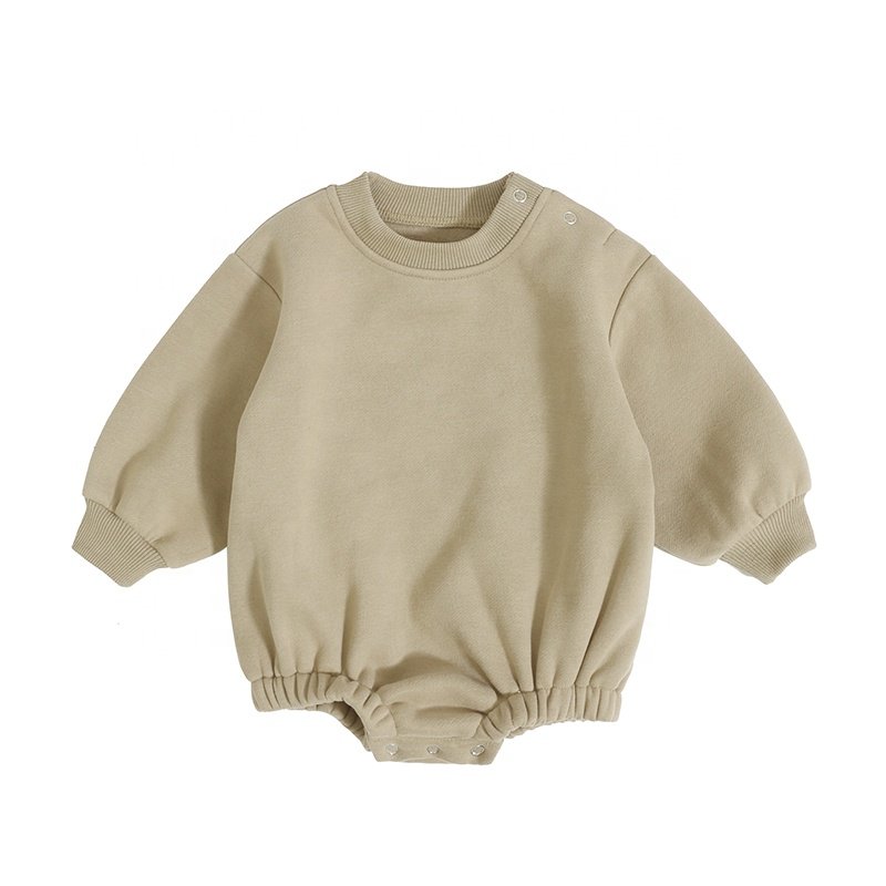High quality oversized baby rompers french terry fleece overalls for kids o-neck baby jumpsuit