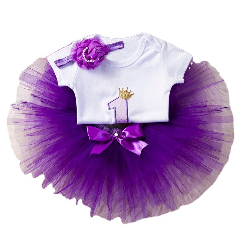Popular summer baby girl birthday dress 1 years old cute tutu dresses for girls baby romper dress