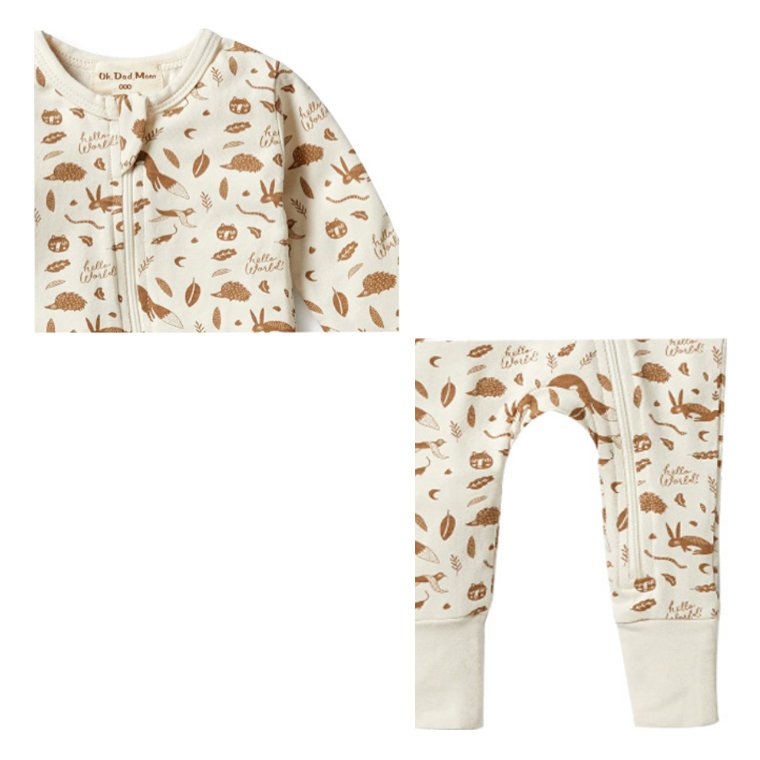 Boys girls' round neck baby zipper Rompers long sleeved baby Rompers suit natural bamboo fiber round neck zipper Baby Rompers
