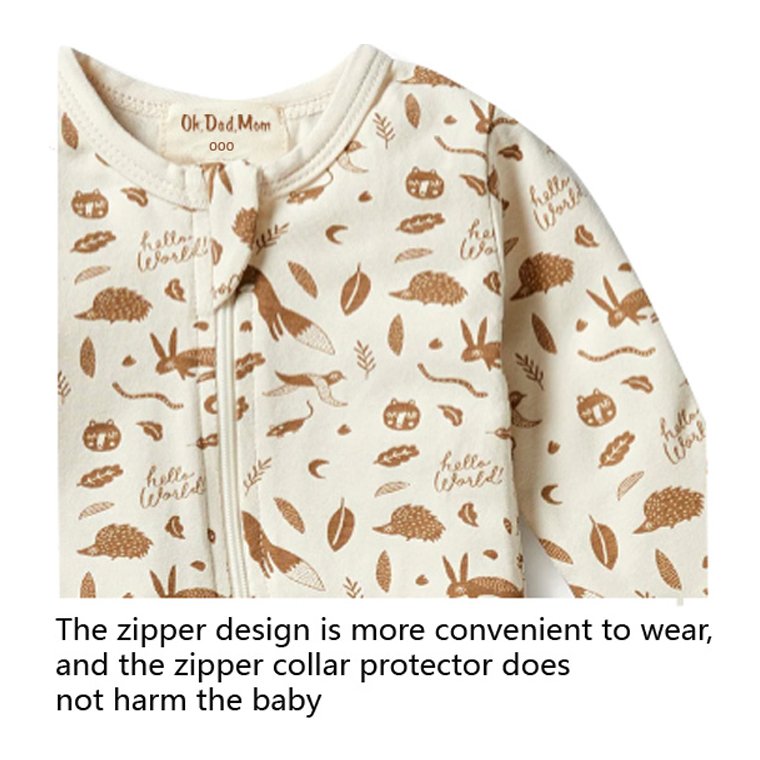Boys girls' round neck baby zipper Rompers long sleeved baby Rompers suit natural bamboo fiber round neck zipper Baby Rompers