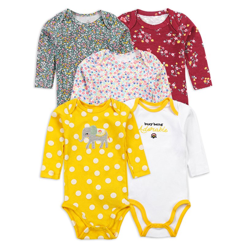 2023 baby girl long sleeve rompers 9-12 months newborn romper cotton fabric Button Crew Neck design