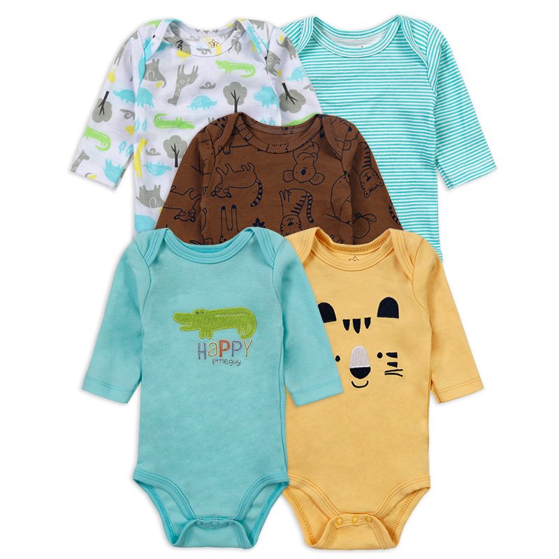 2023 baby girl long sleeve rompers 9-12 months newborn romper cotton fabric Button Crew Neck design