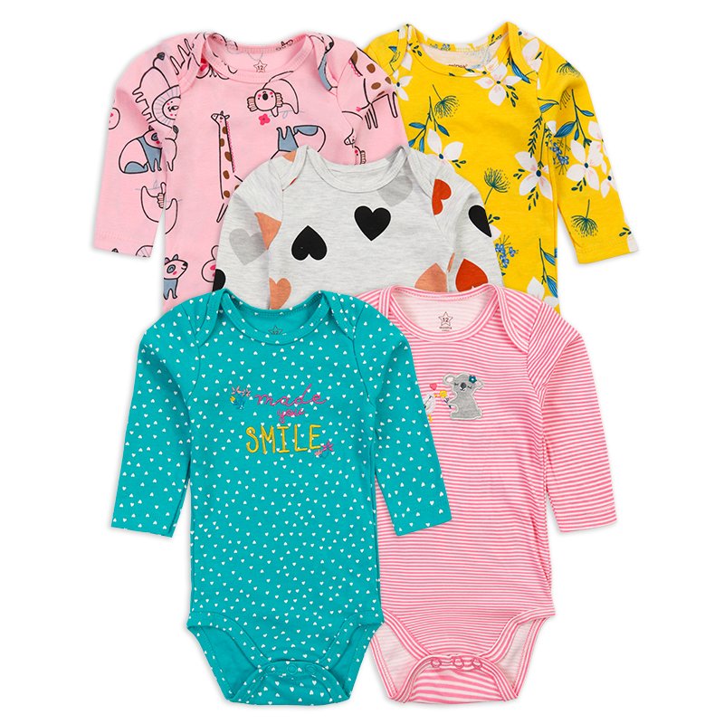 2023 baby girl long sleeve rompers 9-12 months newborn romper cotton fabric Button Crew Neck design