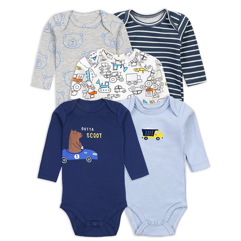 2023 baby girl long sleeve rompers 9-12 months newborn romper cotton fabric Button Crew Neck design