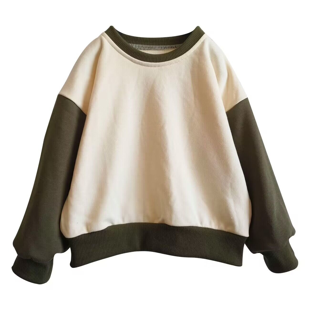 Custom Baby Kids Christmas Festival Green and Red Colorblocks Oversized Sweatshirt Boys Girls Unisex Cotton Sweatshirts