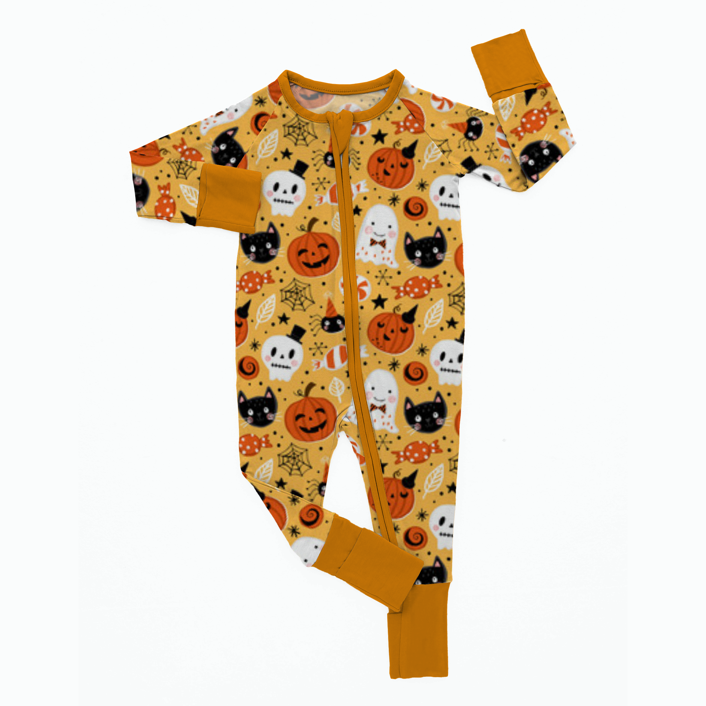 Spring Fall Newborn Infant Plain Zipper Pajamas Toddlers Baby Boys Girls Solid Jumpsuit Bamboo Baby Romper Clothes