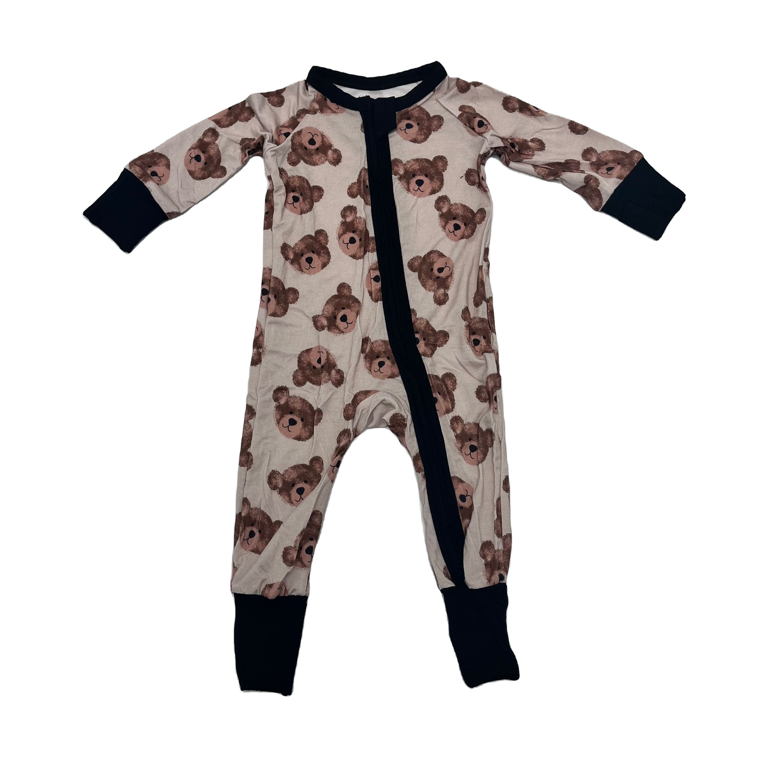 RTS Wholesale Gingerbread Baby Newborn Bamboo Viscose Infant Toddler Pajamas Fold over Cuffs Baby Rompers For Christmas