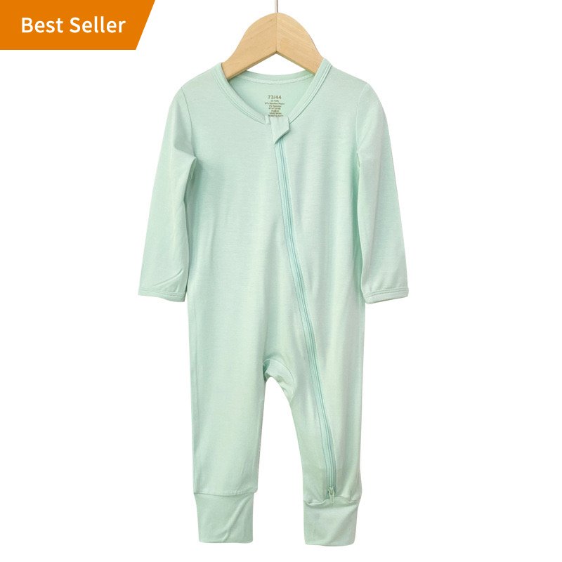 Customized Design Bamboo Spandex Baby Romper Newborn Long Sleeve Plain Baby Organic Cotton Baby Pajamas Clothes