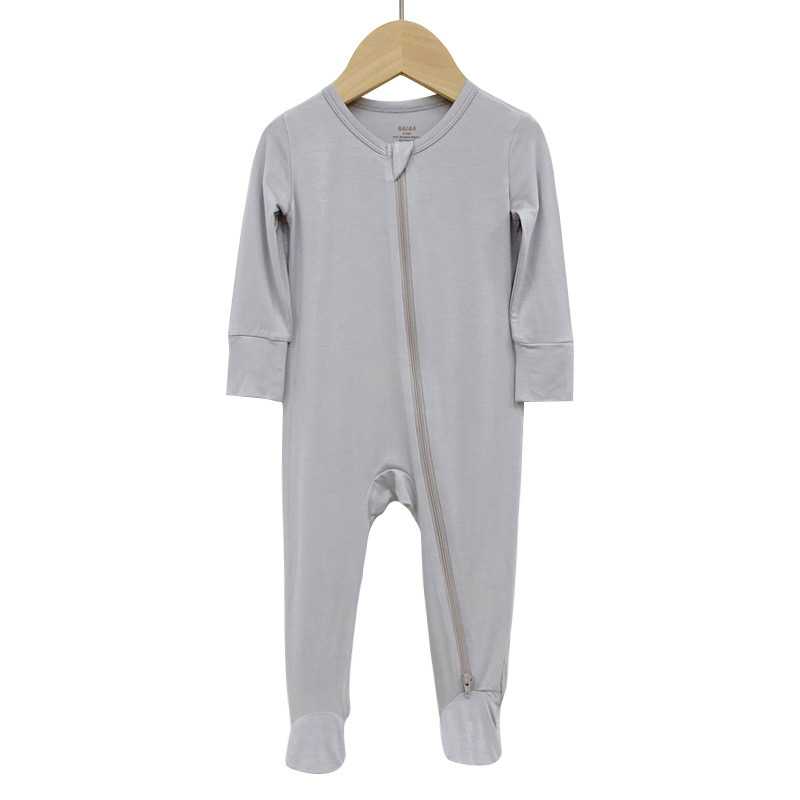 Customized Design Bamboo Spandex Baby Romper Newborn Long Sleeve Plain Baby Organic Cotton Baby Pajamas Clothes