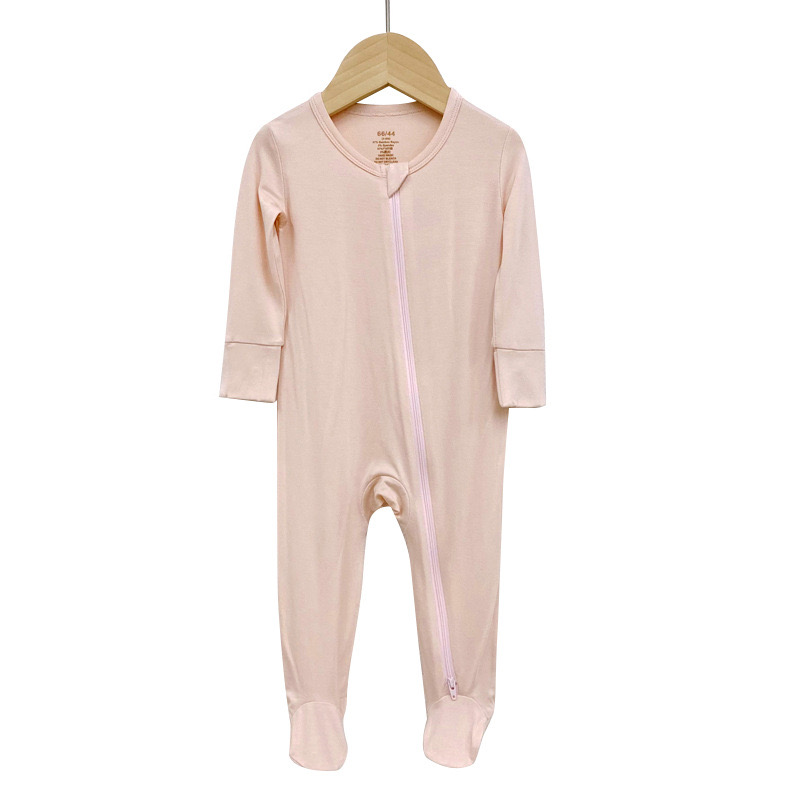 Customized Design Bamboo Spandex Baby Romper Newborn Long Sleeve Plain Baby Organic Cotton Baby Pajamas Clothes