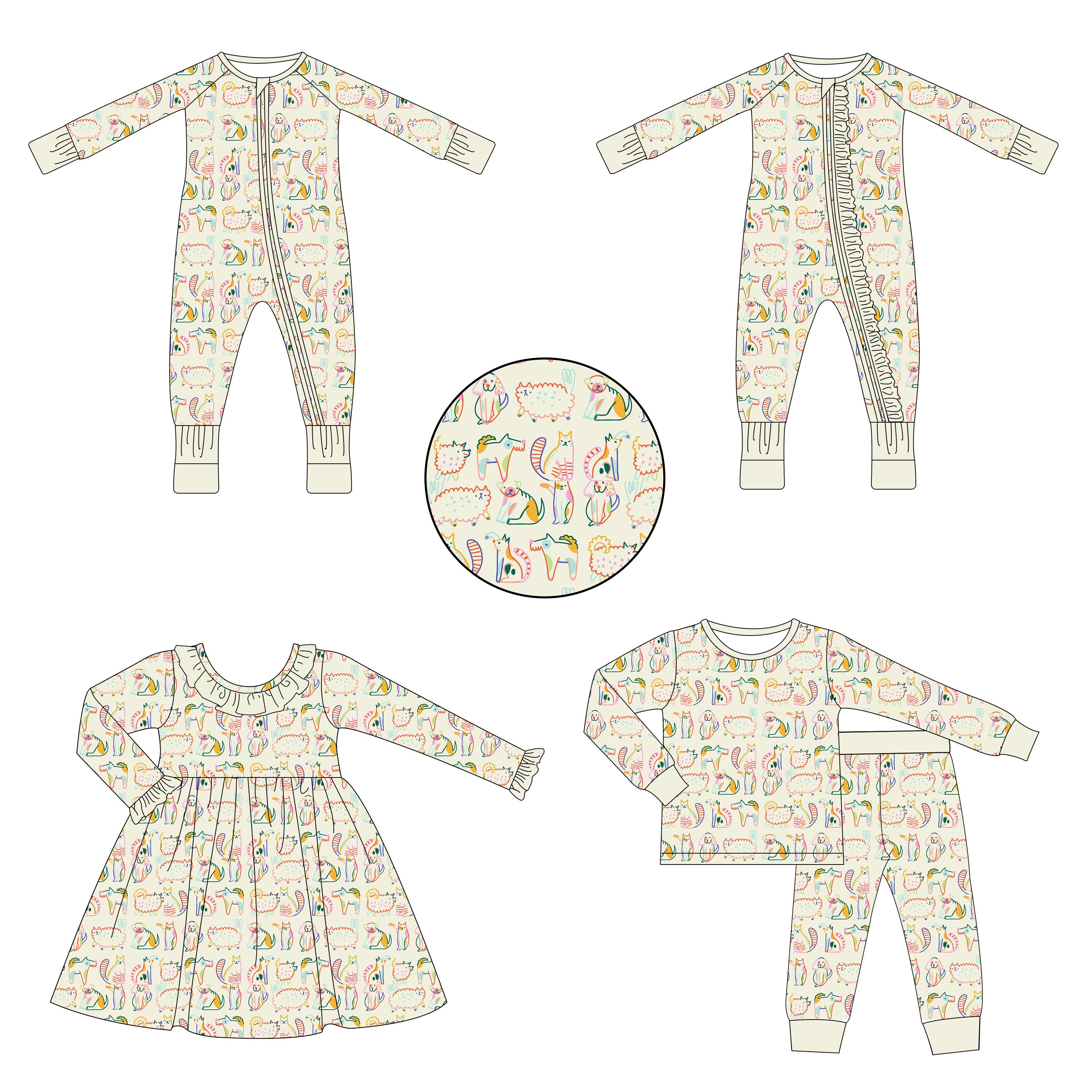 Bamboo Viscose Soft baby jumpsuit Pajamas Newborn Sleepers Boy Girl Clothes Printed custom Baby Rompers