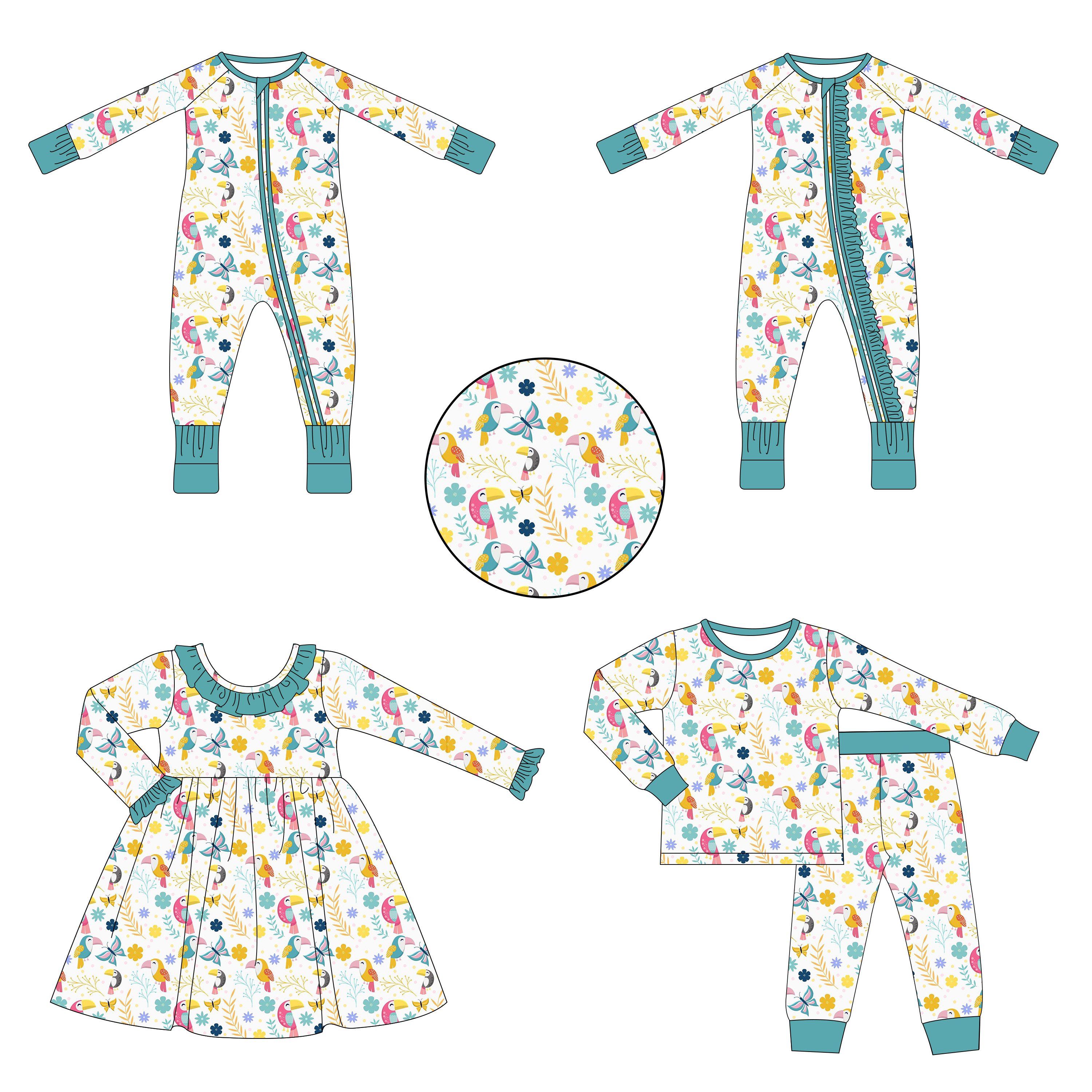 Bamboo Viscose Soft baby jumpsuit Pajamas Newborn Sleepers Boy Girl Clothes Printed custom Baby Rompers