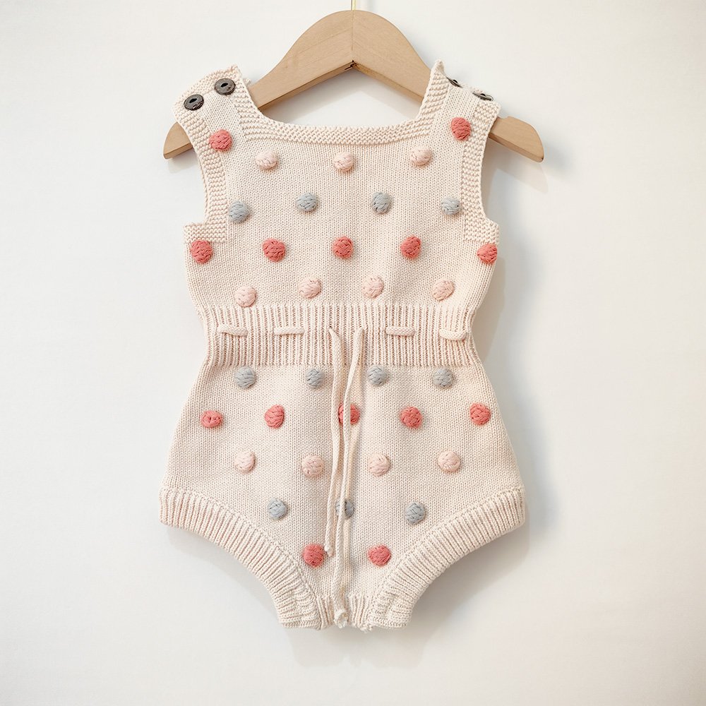 Winter Spring Infant kids Baby Girl Princess Sleeveless Baby Girl Knitted Clothes Pompoms Kint Baby Romper