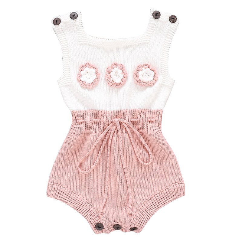 Winter Spring Infant kids Baby Girl Princess Sleeveless Baby Girl Knitted Clothes Pompoms Kint Baby Romper