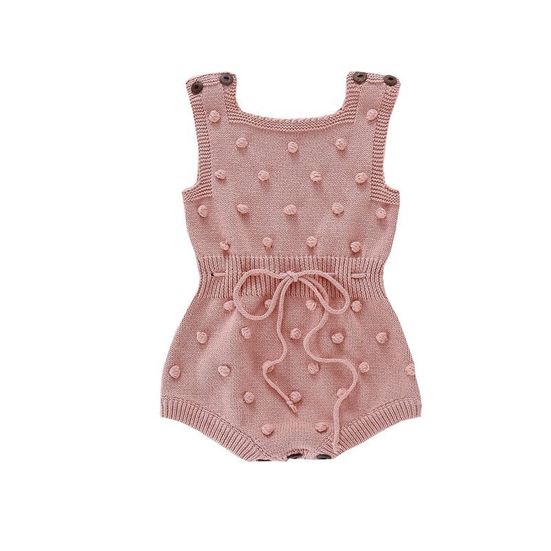Winter Spring Infant kids Baby Girl Princess Sleeveless Baby Girl Knitted Clothes Pompoms Kint Baby Romper