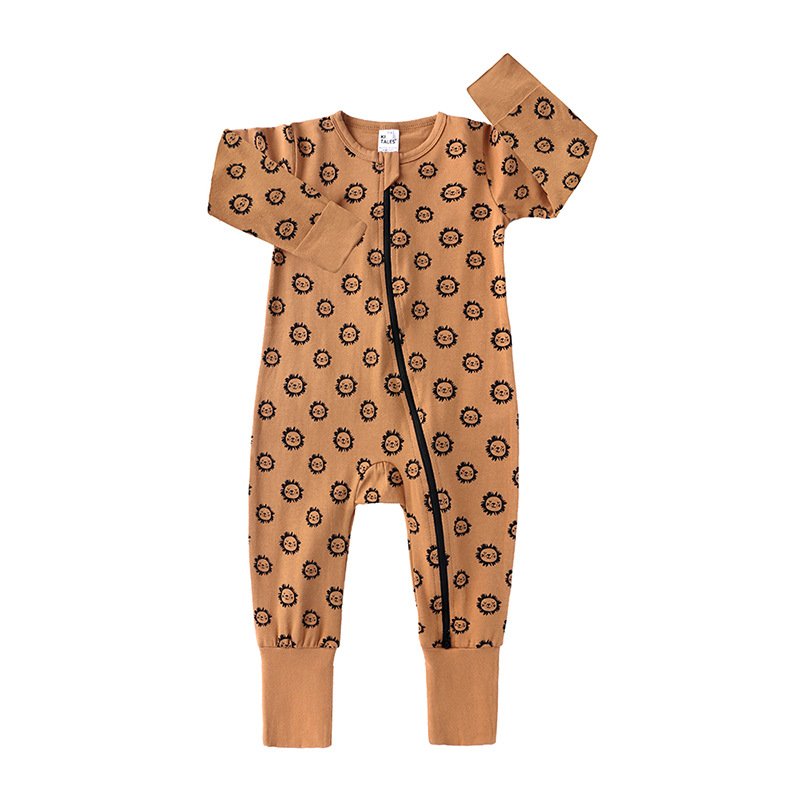 Custom Reactive Print Organic Bamboo Clothing Zip Baby Rompers Wholesale Baby Boy's and Girls' Summer Baby Rompers