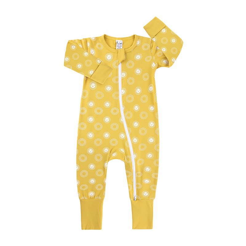 Custom Reactive Print Organic Bamboo Clothing Zip Baby Rompers Wholesale Baby Boy's and Girls' Summer Baby Rompers