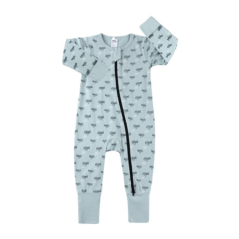 Custom Reactive Print Organic Bamboo Clothing Zip Baby Rompers Wholesale Baby Boy's and Girls' Summer Baby Rompers
