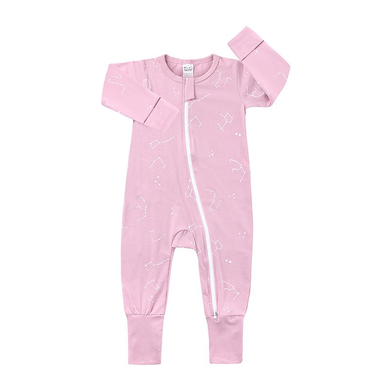 Custom Reactive Print Organic Bamboo Clothing Zip Baby Rompers Wholesale Baby Boy's and Girls' Summer Baby Rompers