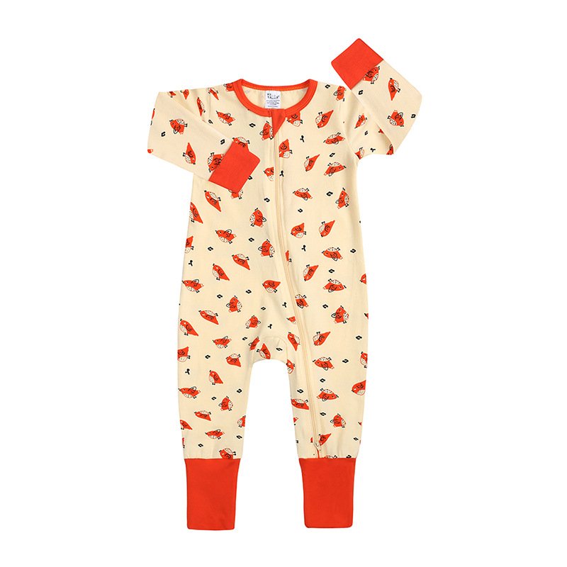 Custom Reactive Print Organic Bamboo Clothing Zip Baby Rompers Wholesale Baby Boy's and Girls' Summer Baby Rompers