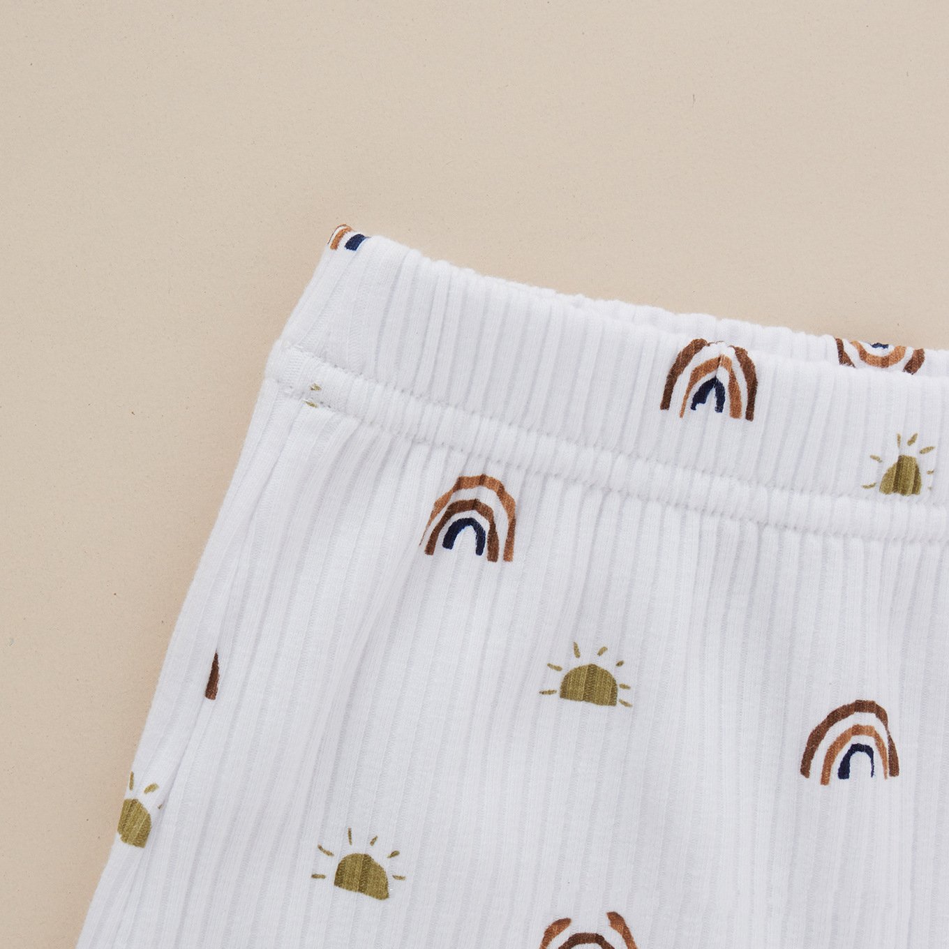 Autumn Cotton Clothes Baby Pullover Pants Two Piece Set knitted Ribbed Boys Girls Rainbow Baby Romper Clothing Sets