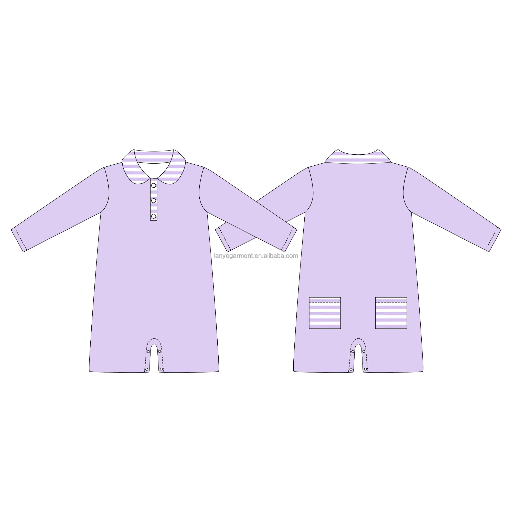 Monogram boy matching custom polo collar button back pocket striped cotton comfortable baby romper