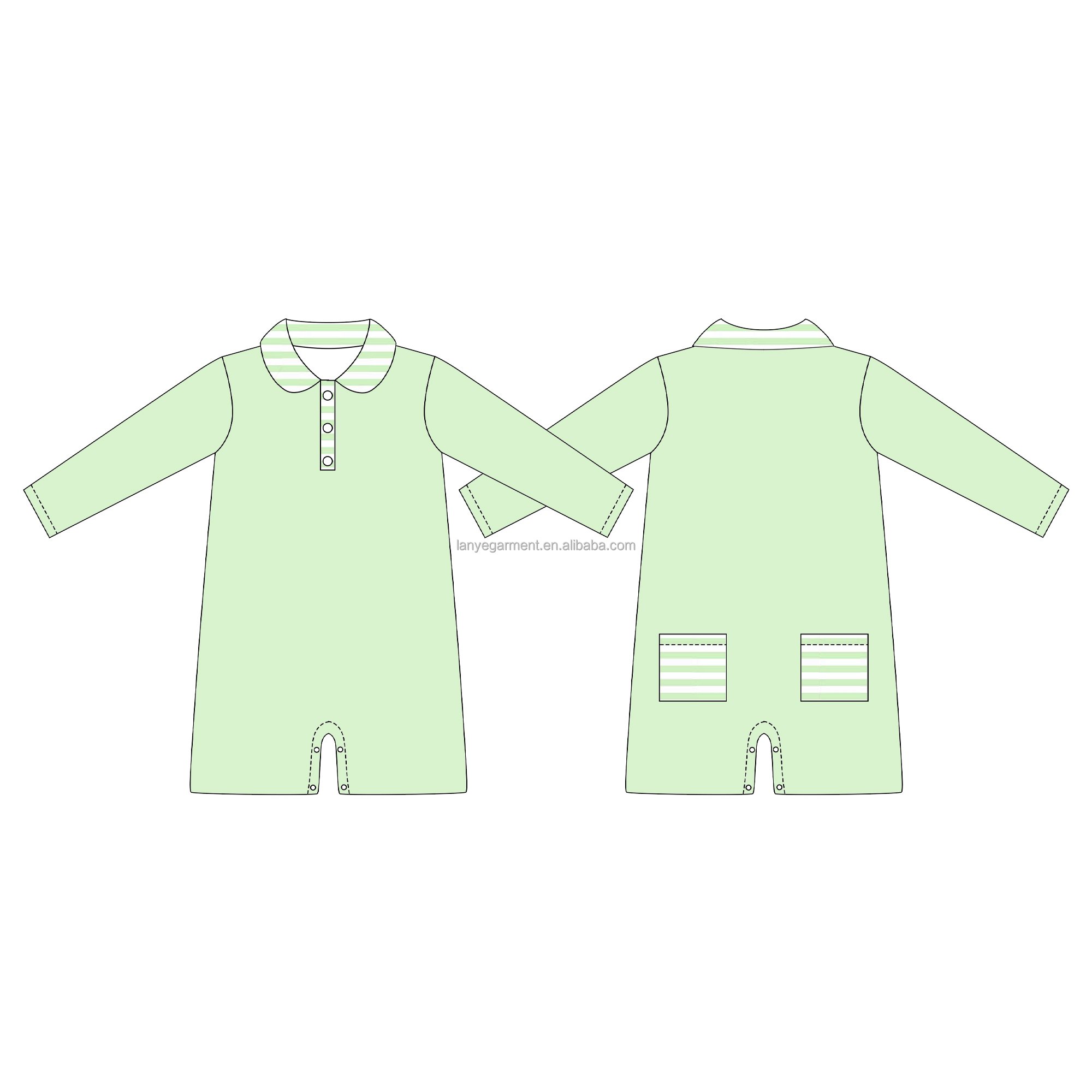 Monogram boy matching custom polo collar button back pocket striped cotton comfortable baby romper