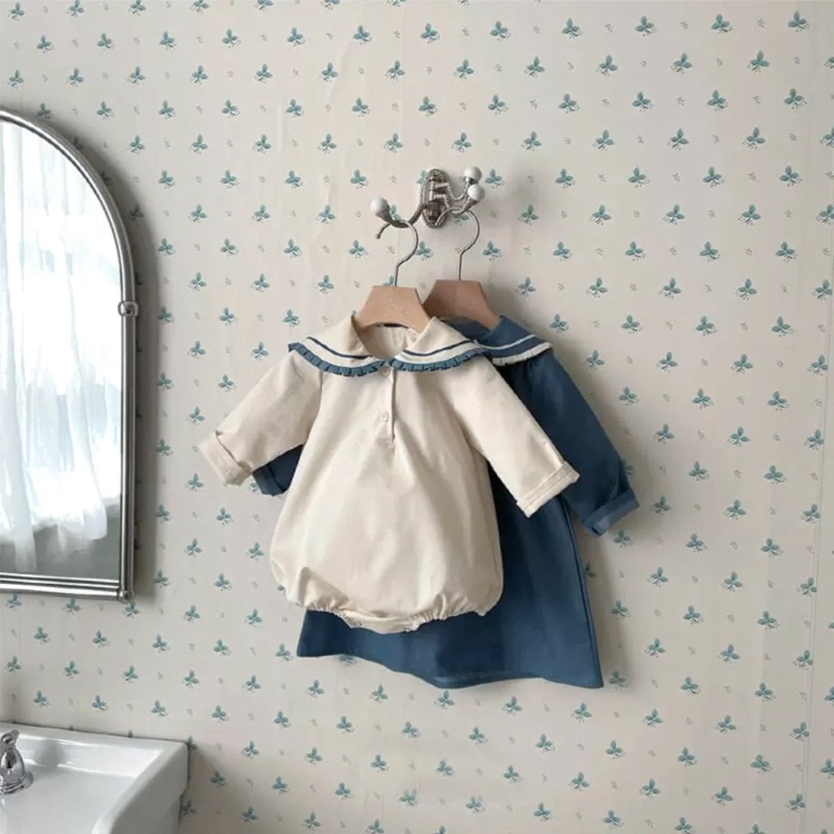 Cotton baby girl clothes bunting autumn baby lace collar college style baby Romper