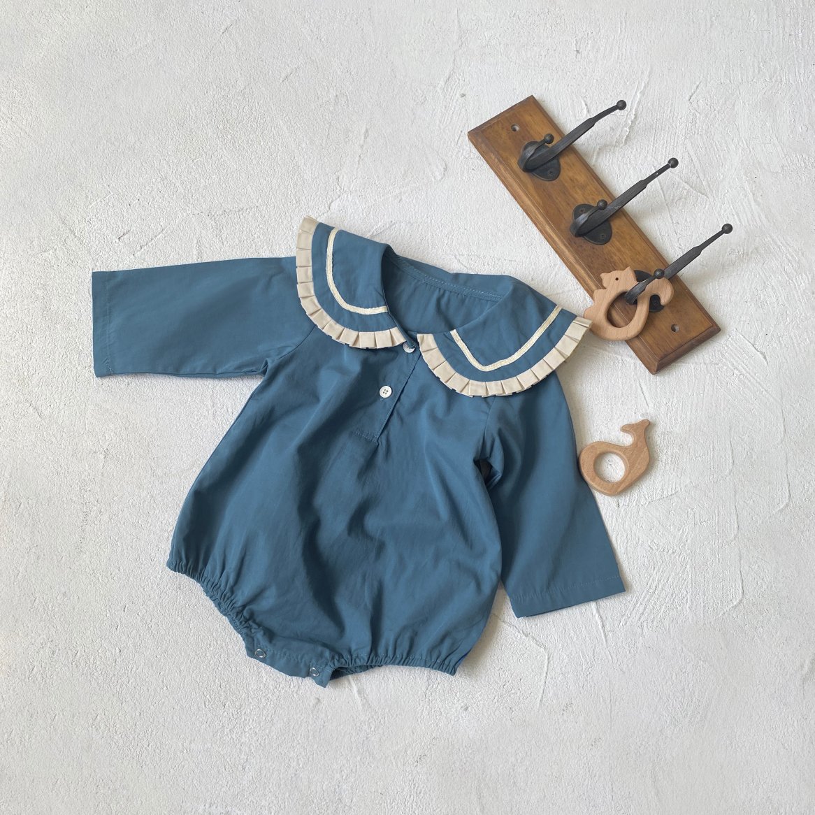 Cotton baby girl clothes bunting autumn baby lace collar college style baby Romper