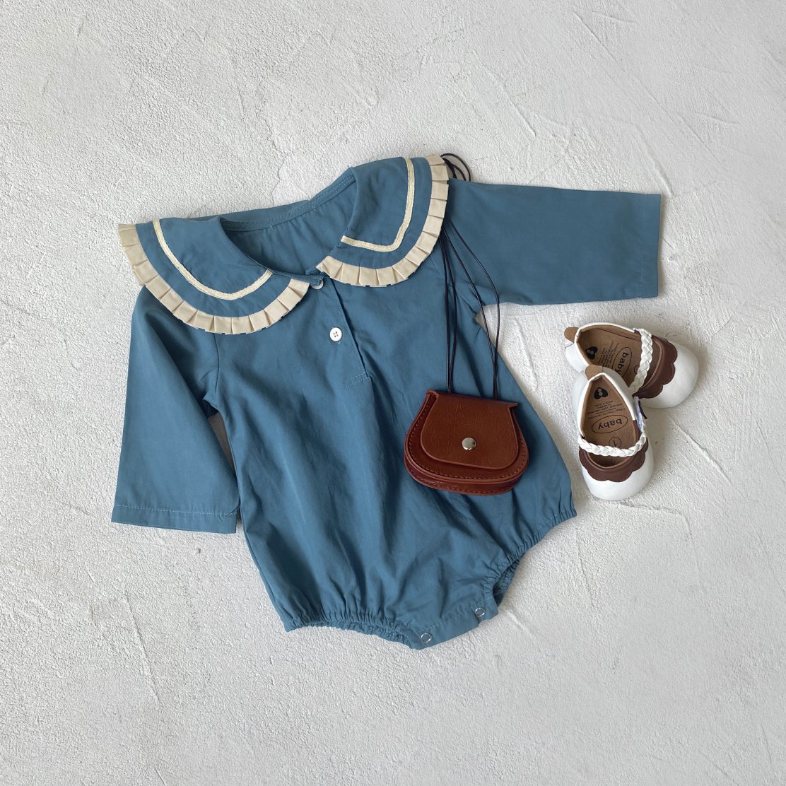 Cotton baby girl clothes bunting autumn baby lace collar college style baby Romper