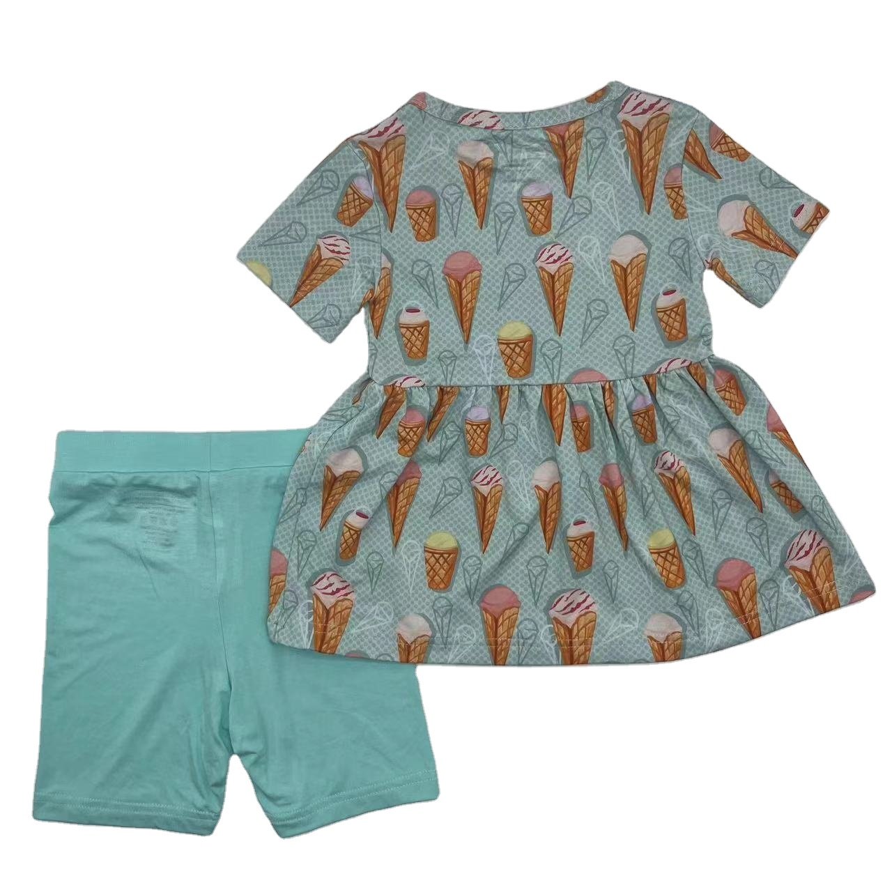 Hot Sale Custom Summer Ice-cream Baby Dresses Short Sleeve Toddle Baby Girl Dress Soft Baby Girl Bamboo Dresses