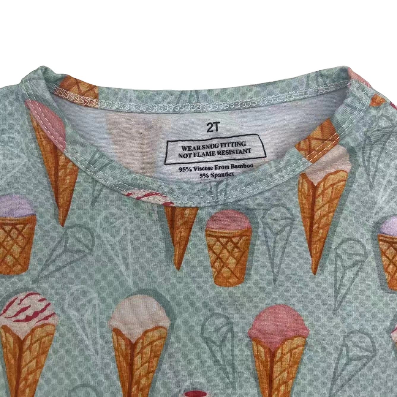 Hot Sale Custom Summer Ice-cream Baby Dresses Short Sleeve Toddle Baby Girl Dress Soft Baby Girl Bamboo Dresses