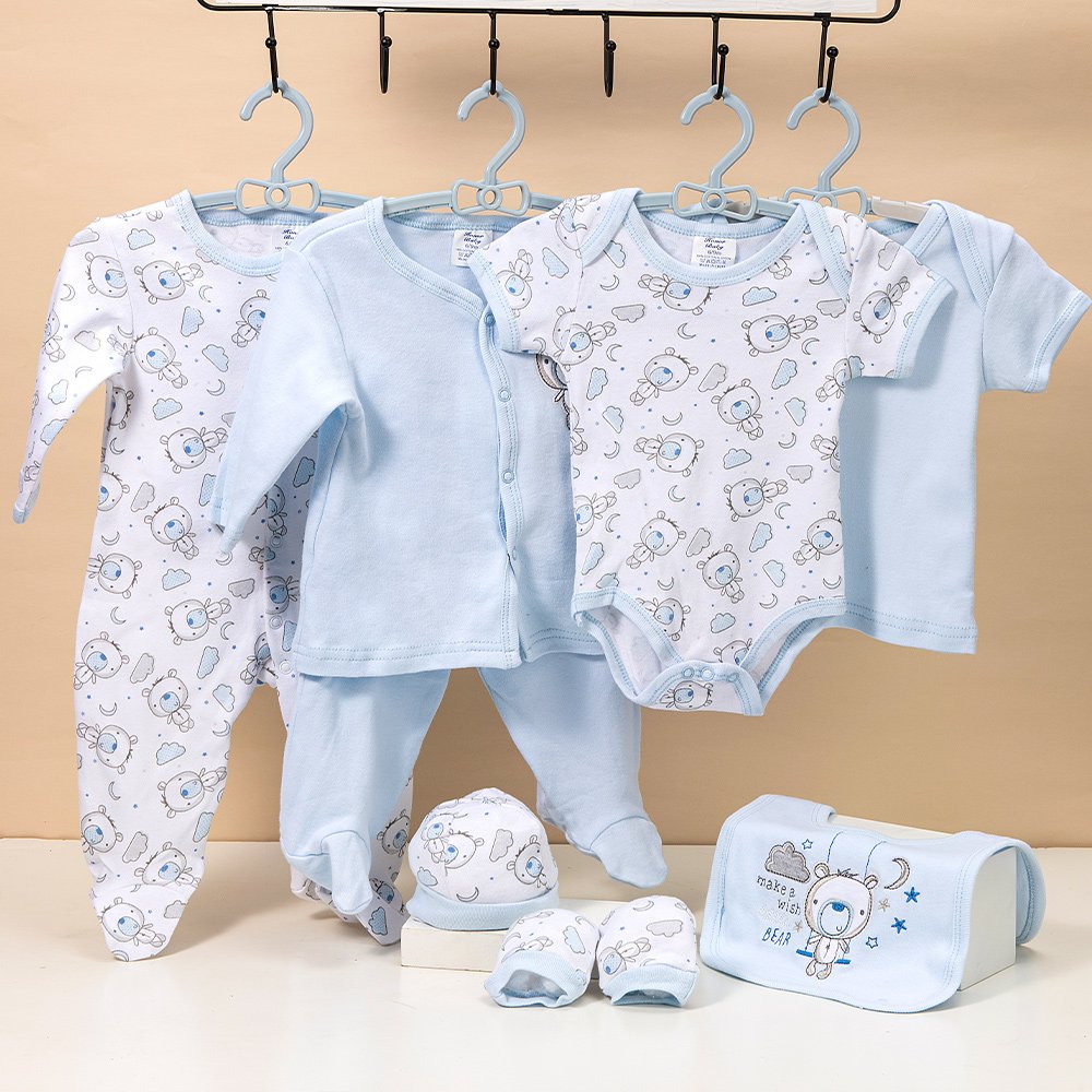 High Quality Multi Designs Combed Cotton 8pcs Set New Born Baby Body Suit Baby Romper Set