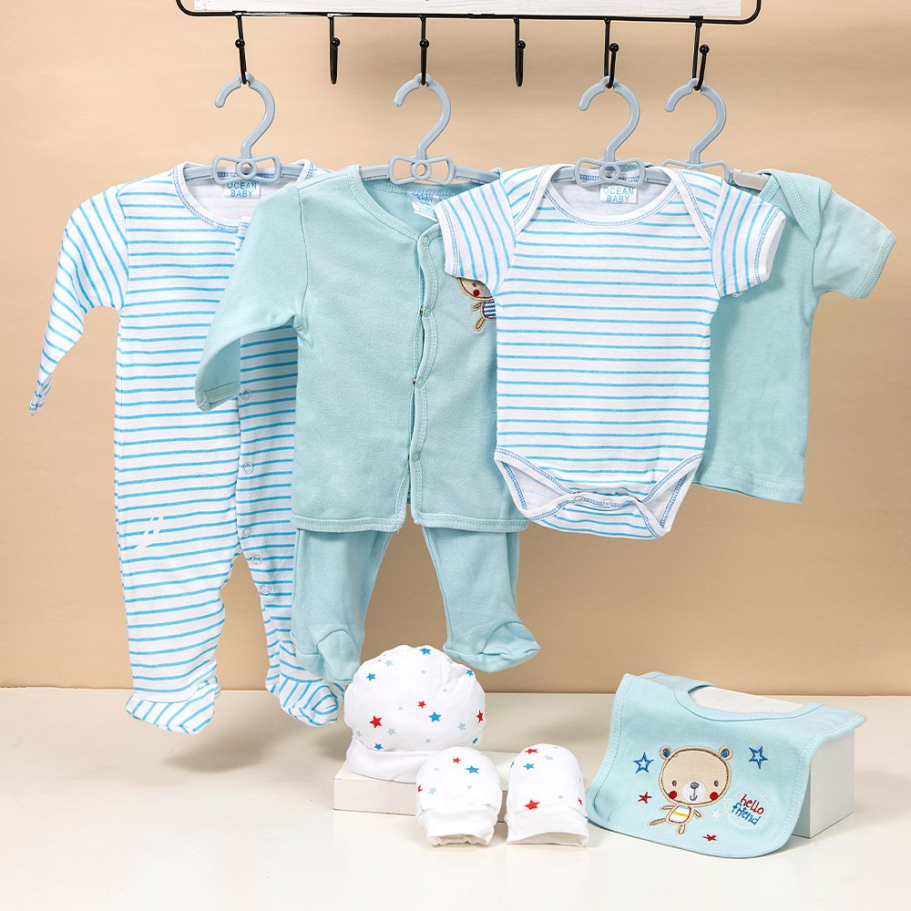 High Quality Multi Designs Combed Cotton 8pcs Set New Born Baby Body Suit Baby Romper Set