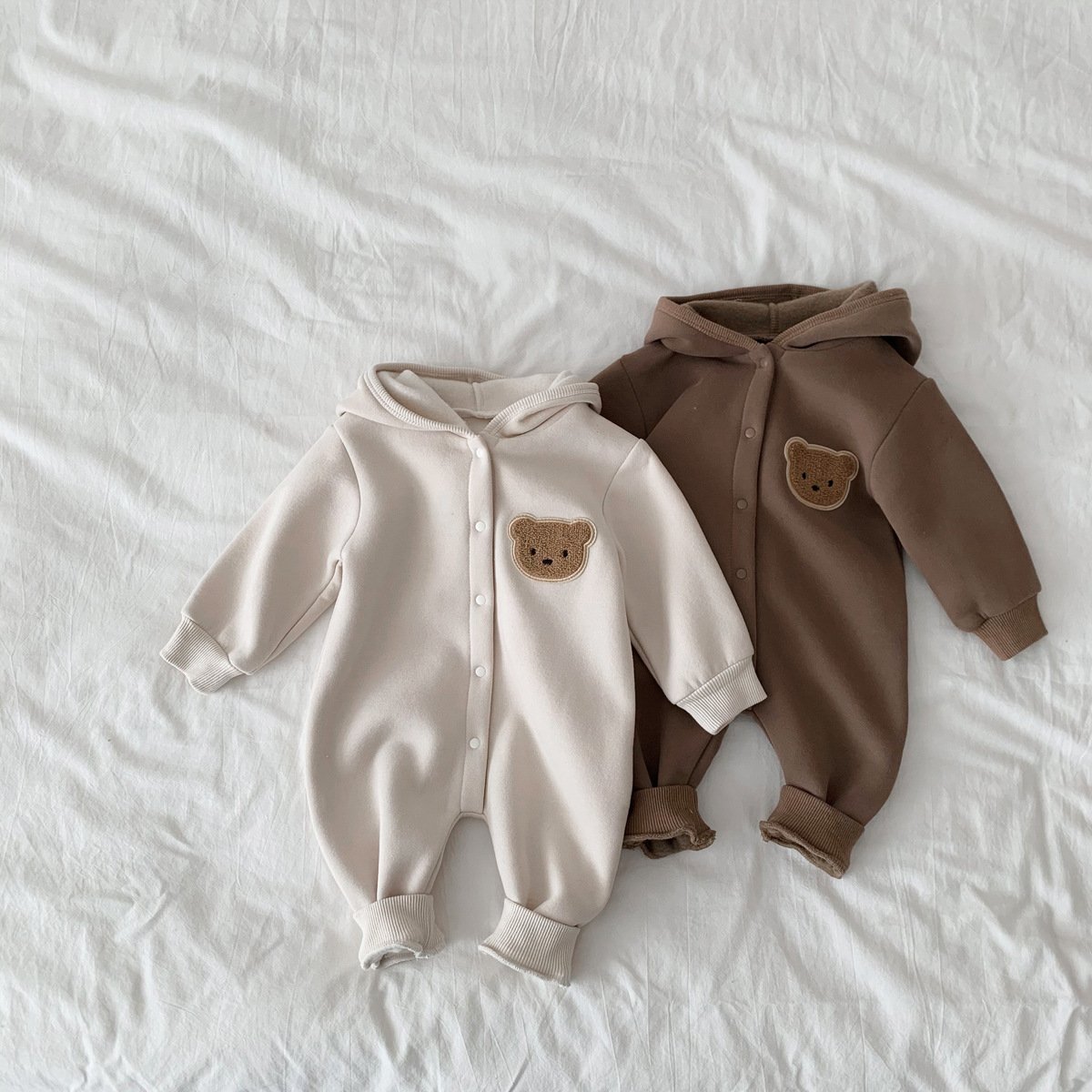 Baby Romper Solid Color Bear Jumpsuit Cotton Spring Newborn One-Pieces Clothing for Boys Girls Infant Onesie 0-18M